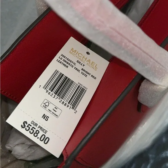 MICHAEL KORS Handbag Gilly Large Saffiano Leather Tote Bag in Red AUTHENTIC NWT - Picture 6 of 8